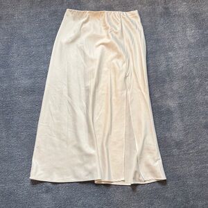 DANIELLE BERNSTEIN Cream Satin Bias Midi Skirt